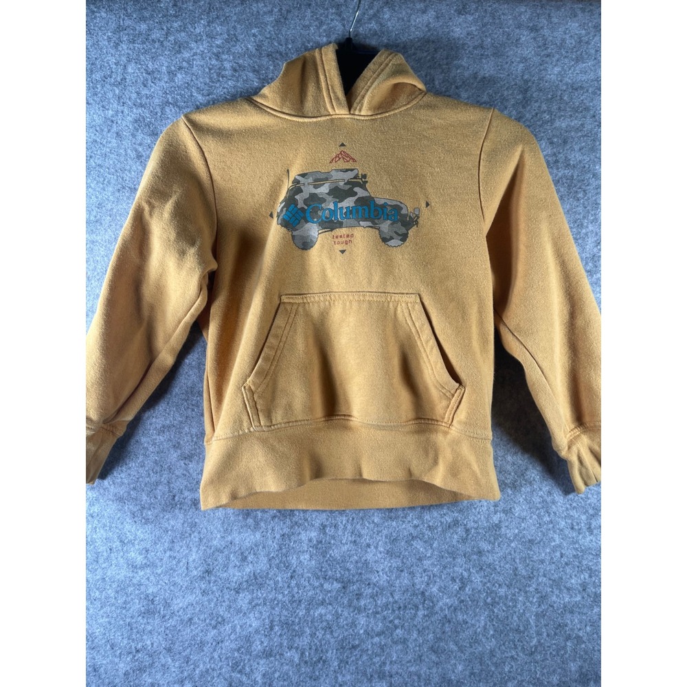 Columbia Kids XXS 4/5 Mustard Yellow Jeep Graphic Hoodie Fleece Pullover‎